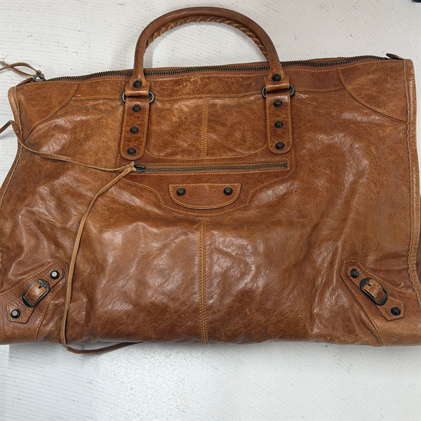 BALENCIAGA ウィークエンダー ハンドバッグ ブラウン レザー