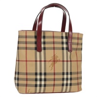【原宿店限定】バーバリー BURBERRY ハンドバッグ ノバチェック PVC ベージュ シルバー レディース am9935V