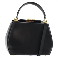 【原宿店限定】サルヴァトーレフェラガモ Salvatore Ferragamo ハンドバッグ ガンチーニ レザー 2way ブラック ゴールド レディース ka663V