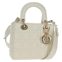 【原宿店限定】クリスチャンディオール Christian Dior ハンドバッグ レディディオール　カナージュ ラムスキン 2way ホワイト ゴールド レディース ki6234M