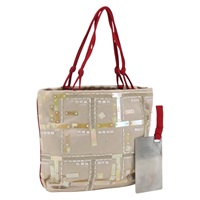 【原宿店限定】プラダ PRADA ハンドバッグ ビーズ サテン ベージュ レッド レディース yk20108V