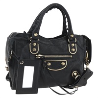 【原宿店限定】バレンシアガ BALENCIAGA ミニシティ ハンドバッグ レザー 2way ブラック ゴールド 300295 レディース 153593SM
