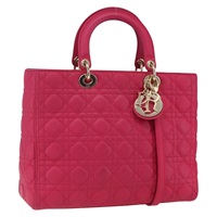 【原宿店限定】クリスチャンディオール Christian Dior ハンドバッグ レディディオール カナージュ レザー 2way ピンク ゴールド レディース 157272SAM