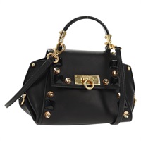 【原宿店限定】サルヴァトーレフェラガモ Salvatore Ferragamo ハンドバッグ ガンチーニ ミニ レザー 2way ブラック ゴールド レディース 157313V