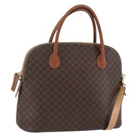 【原宿店限定】セリーヌ CELINE ハンドバッグ マカダムキャンバス PVCレザー 2way ブラウン ゴールド レディース 157458V