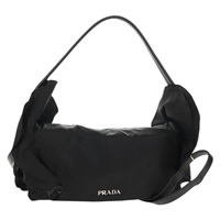 【原宿店限定】プラダ PRADA ハンドバッグ フリル ナイロン 2way シルバー ブラック レディース am10099V