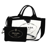 【原宿店限定】プラダ PRADA ハンドバッグ ビニール 2way クリア シルバー レディース ka1045M