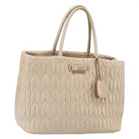 【原宿店限定】ミュウ ミュウ Miu Miu ハンドバッグ マテラッセ レザー ベージュ ゴールド レディース am10214V