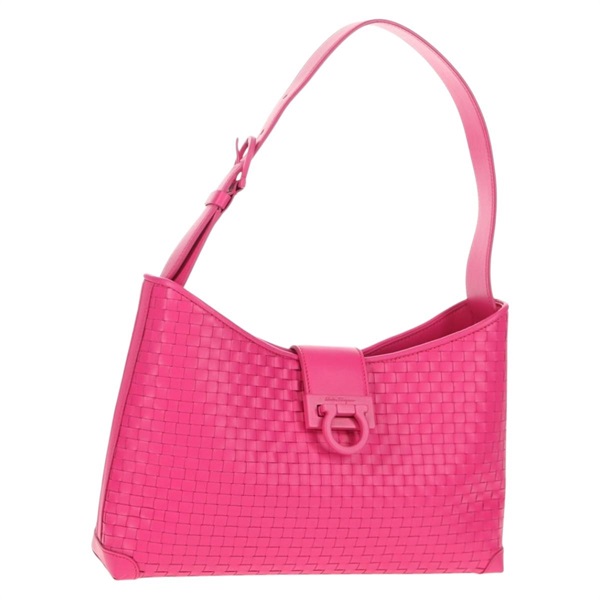 【原宿店限定】サルヴァトーレフェラガモ Salvatore Ferragamo ショルダーバッグ ガンチーニ レザー ピンク シルバー レディース BA8419V