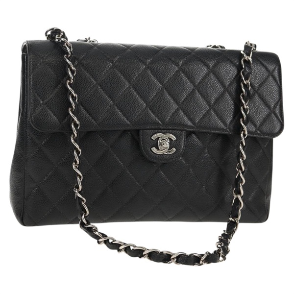 【原宿店限定】シャネル CHANEL ショルダーバッグ マトラッセ30 チェーン キャビアスキン ブラック シルバー レディース ka456V