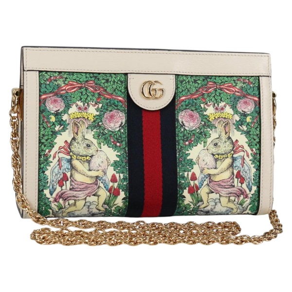 【原宿店限定】グッチ GUCCI ショルダーバッグ チェーン ヒグチユウコ 日本限定 レザー ホワイト 503877 レディース BA5090A