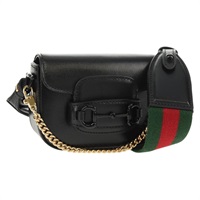 【原宿店限定】グッチ GUCCI ショルダーバッグ ホースビット ウェブシェリーライン レザー ブラック 726863 0416 レディース 153707SAM
