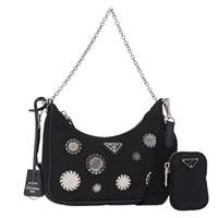 【原宿店限定】プラダ PRADA ショルダーバッグ Re-Edition 2005 ナイロン 2way ブラック シルバー 1BH204 レディース 157130SAM