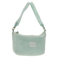 【原宿店限定】ミュウ ミュウ Miu Miu ショルダーバッグ パイル ターコイズブルー ゴールド レディース BA8734V