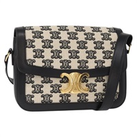 【原宿店限定】セリーヌ CELINE ショルダーバッグ ティーントリオンフ レザー キャンバス ブラック ホワイト レディース BA8997M