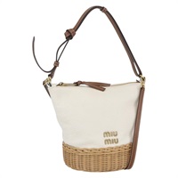 【原宿店限定】ミュウ ミュウ Miu Miu ショルダーバッグ レザー 2way アイボリー ゴールド レディース 153591V