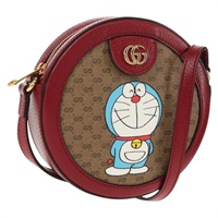 【原宿店限定】グッチ GUCCI ショルダーバッグ マイクロGGスプリーム ドラえもんコラボ PVC ベージュ ゴールド 625216 レディース 157114M