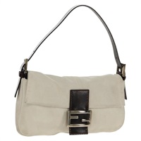 【原宿店限定】フェンディ FENDI マンマバゲット ショルダーバッグ スエード ブラウン ホワイト レディース am10107V