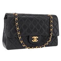 【原宿店限定】シャネル CHANEL マトラッセ 25 ショルダーバッグ チェーン ラムスキン ブラック ゴールド レディース ka829SAV