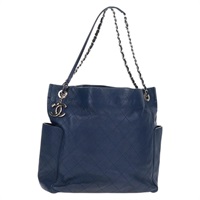 【原宿店限定】シャネル CHANEL ショルダーバッグ マトラッセ チェーン キャビアスキン ブルー シルバー レディース 159037V