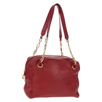 【原宿店限定】ロエベ LOEWE ショルダーバッグ アナグラム チェーン レザー レッド ゴールド レディース 157910V