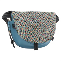 【原宿店限定】ロエベ LOEWE ショルダーバッグ ゲートバッグスモール レザー ライトブルー ゴールド レディース 159318SM