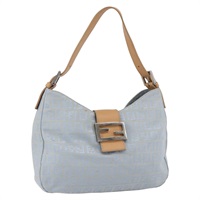 【原宿店限定】フェンディ FENDI マンマバゲット ショルダーバッグ ズッキーノキャンバス ライトブルー シルバー レディース ar13875V