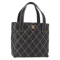 【原宿店限定】シャネル CHANEL トートバッグ ワイルドステッチ ラムスキン ブラック ゴールド レディース 158675SAV