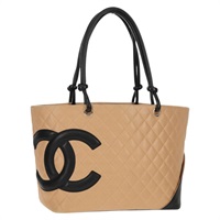 【原宿店限定】シャネル CHANEL トートバッグ カンボンライン ラージ マトラッセ カーフスキン ベージュ シルバー レディース 158004V