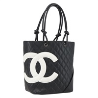 【原宿店限定】シャネル CHANEL トートバッグ カンボンライン マトラッセ ミディアム レザー ブラック シルバー レディース 159319SAM