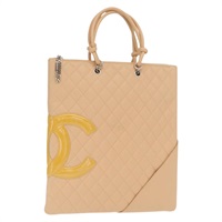 【原宿店限定】シャネル CHANEL トートバッグ カンボンライン マトラッセ カーフスキン ベージュ シルバー レディース 160890SAV