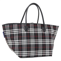 【原宿店限定】バーバリーズ Burberrys トートバッグ ノバチェック ナイロン ブラック シルバー レディース am10273V