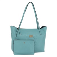 【原宿店限定】サルヴァトーレフェラガモ Salvatore Ferragamo トートバッグ ガンチーニ レザー ターコイズブルー ゴールド レディース BA9251V