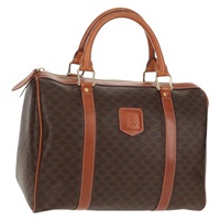 【原宿店限定】セリーヌ CELINE ボストンバッグ マカダムキャンバス ミニ PVC ブラック ゴールド レディース am9976V