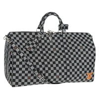 【原宿店限定】ルイ・ヴィトン LOUIS VUITTON キーポルバンドリエール50 ボストンバッグ ダミエディストーテッド ブラック N50028 レディース 160887SM