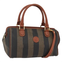 【原宿店限定】フェンディ FENDI ボストンバッグ ペカンキャンバス ミニ PVC 2way ブラック ブラウン レディース am10249V