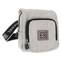 【原宿店限定】シャネル CHANEL ボディバッグ スポーツ キャンバス グレー シルバー レディース am10276V