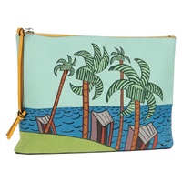 【原宿店限定】ロエベ LOEWE クラッチバッグ アナグラム レザー ライトブルー シルバー レディース 154086M