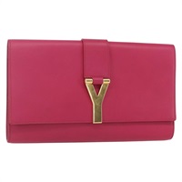 【原宿店限定】サンローラン SAINT LAURENT クラッチバッグ Yライン レザー ピンク ゴールド レディース 157239V