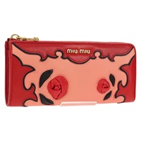 【原宿店限定】ミュウ ミュウ Miu Miu 財布 レザー レッド ゴールド レディース 158185V