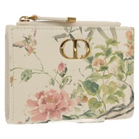 【原宿店限定】クリスチャンディオール Christian Dior カロ ダリア 二つ折り財布 レザー ホワイト ゴールド レディース BA8247M