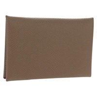 【原宿店限定】エルメス HERMES カルヴィ コインケース レザー ベージュ シルバー レディース BA8241M