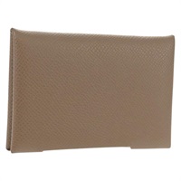 【原宿店限定】エルメス HERMES カルヴィ コインケース レザー ベージュ シルバー レディース BA8243M