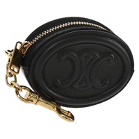 【原宿店限定】セリーヌ CELINE コインケース トリオンフ レザー ブラック ゴールド レディース 157169M