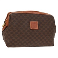 【原宿店限定】セリーヌ CELINE ポーチ マカダムキャンバス PVCレザー ブラウン ゴールド レディース 155659V