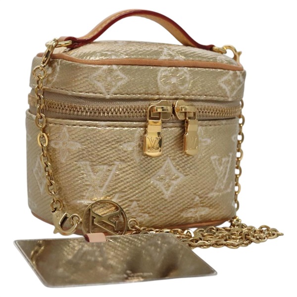 【原宿店限定】ルイ・ヴィトン LOUIS VUITTON ミクロヴァニティ 化粧ポーチ モノグラムラミネーテッドジャガード ゴールド M22920 レディース EC760S