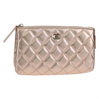 【原宿店限定】シャネル CHANEL ポーチ マトラッセ ラムスキン ピンク ゴールド レディース 157936M