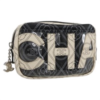 【原宿店限定】シャネル CHANEL ポーチ カメリア PVC ブラック シルバー レディース 159324V