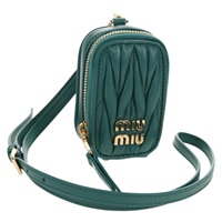 【原宿店限定】ミュウ ミュウ Miu Miu ポーチ マテラッセ レザー グリーン ゴールド レディース 158101SM