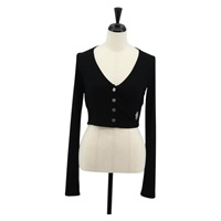 【原宿店限定】クロムハーツ Chrome Hearts シャツ ヴァインダガー刺繍　4ボタン　カーディガン ブラック レディース 146385M